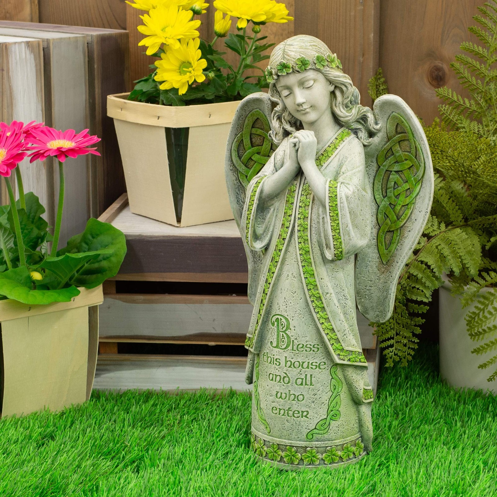 Joseph’s Studio by Roman, 14.5″ H Celtic Angel Garden Statue, Outdoor Décor
