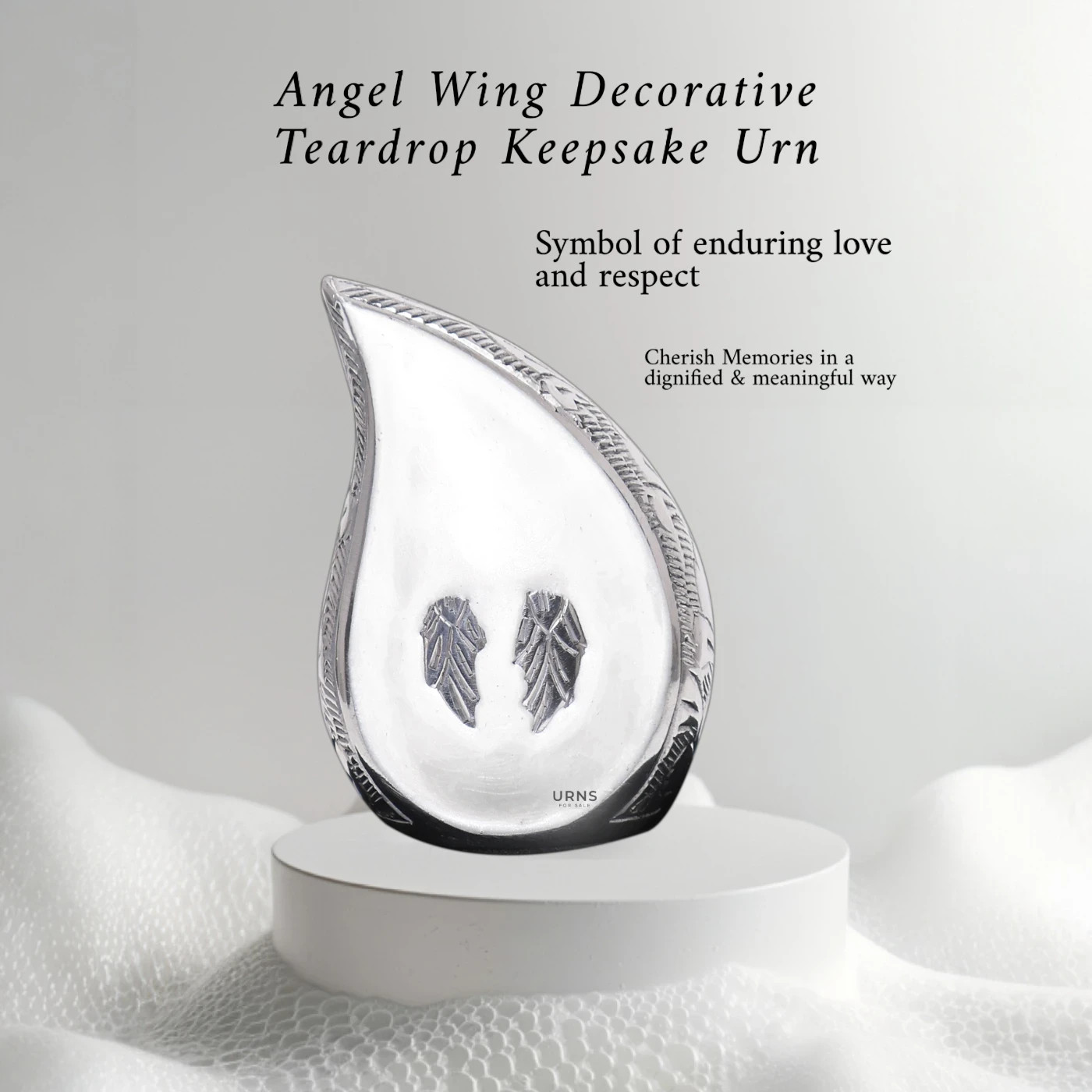 Angel Wing Decorative Teardrop Keepsake Urn for Ashes