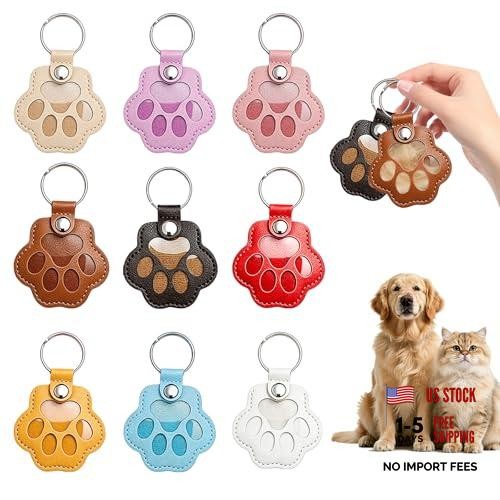 9 Pcs Dog Hair Storage Keychain, Leather Pet Memorial Keepsake Key Chain for