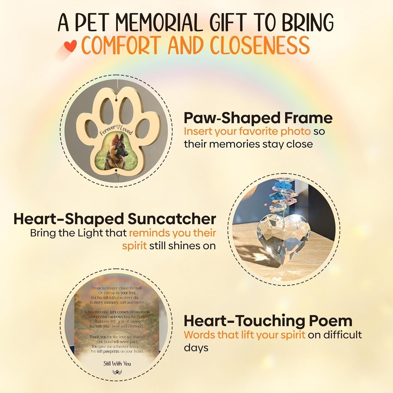 Pet Memorial Crystal Suncatcher with DIY Photo Insert, Personalized Sympathy …