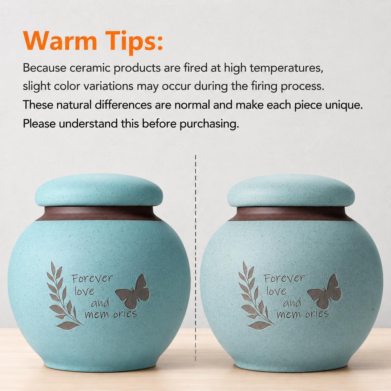 Small Pet Urn for Ashes, Dog and Cat Cremation Urn, Cyan Ceramic Memorial Keepsa