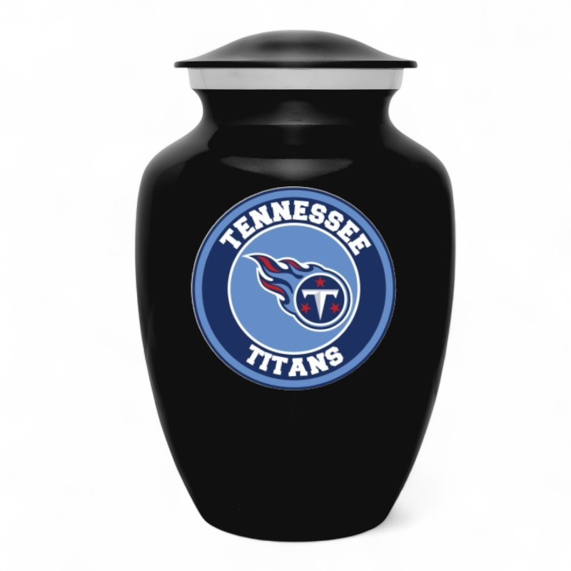 Black Tennessee Titans Football Style Cremation Urn Adult Ashes Metal 8 In Urns
