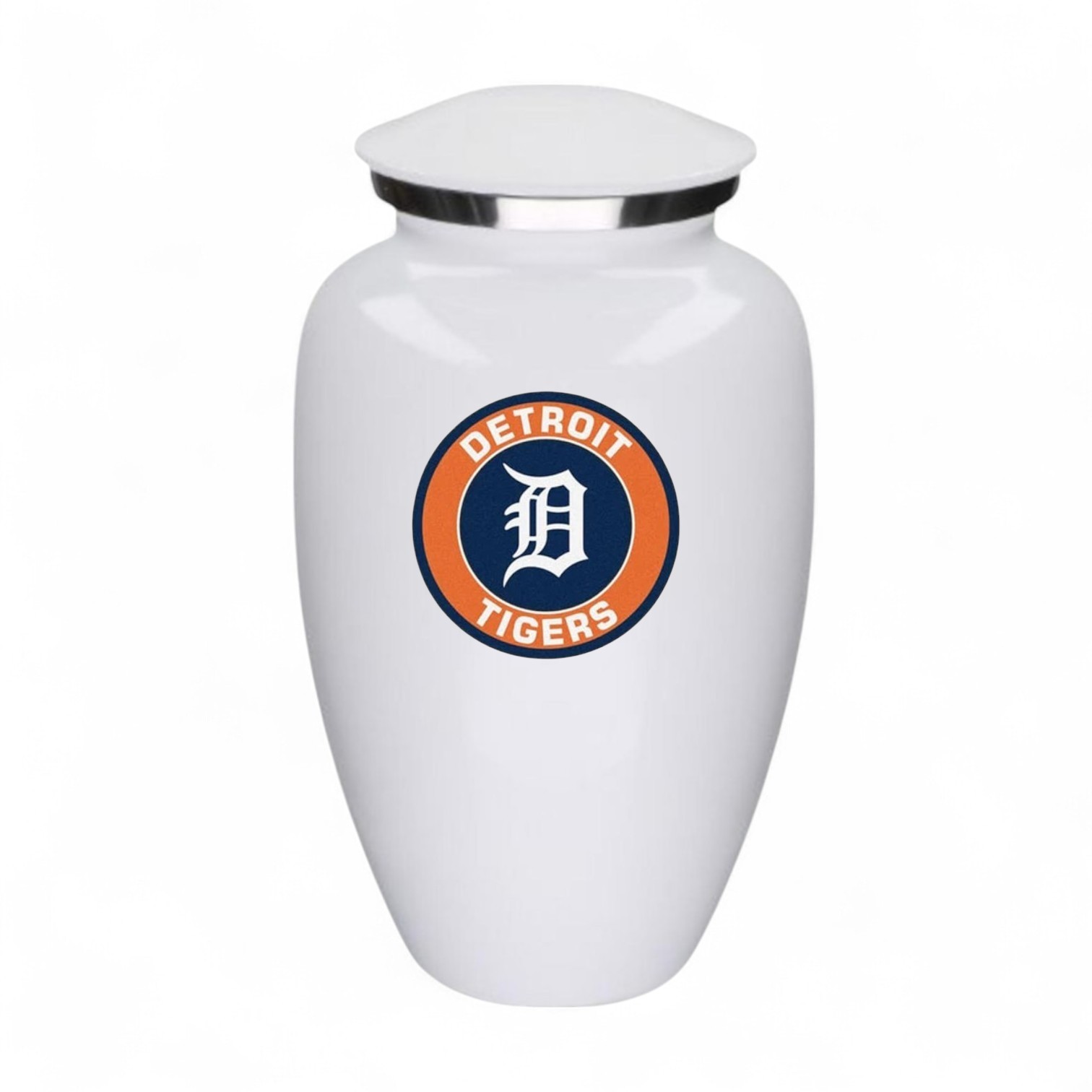 Detroit Tigers Baseball Theme Cremation Large White Urn Adult Human Ashes w/Bag