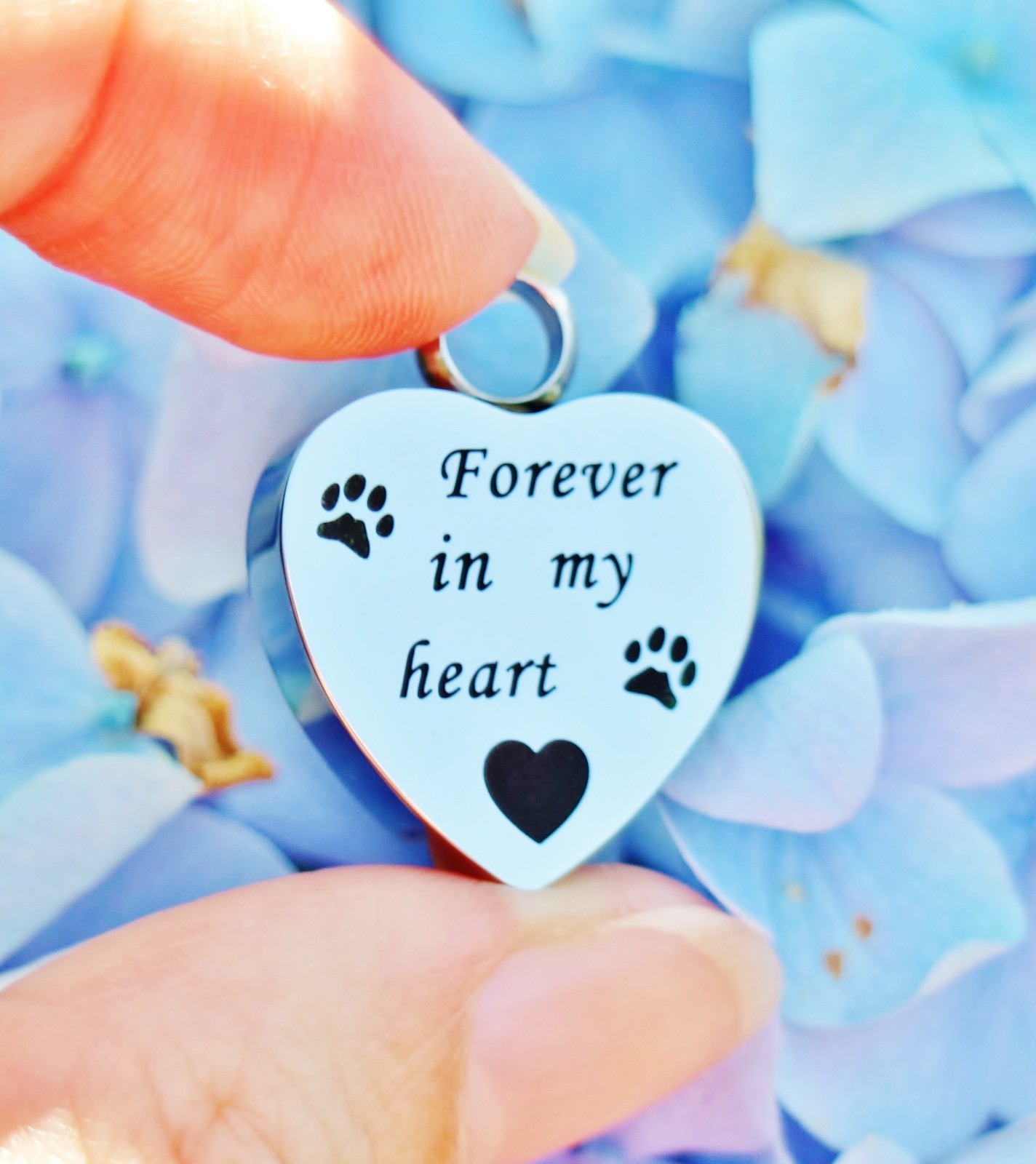 Pet Cremation Necklace Pendant Urn Paw Print Dog Cat Forever In My Heart Always