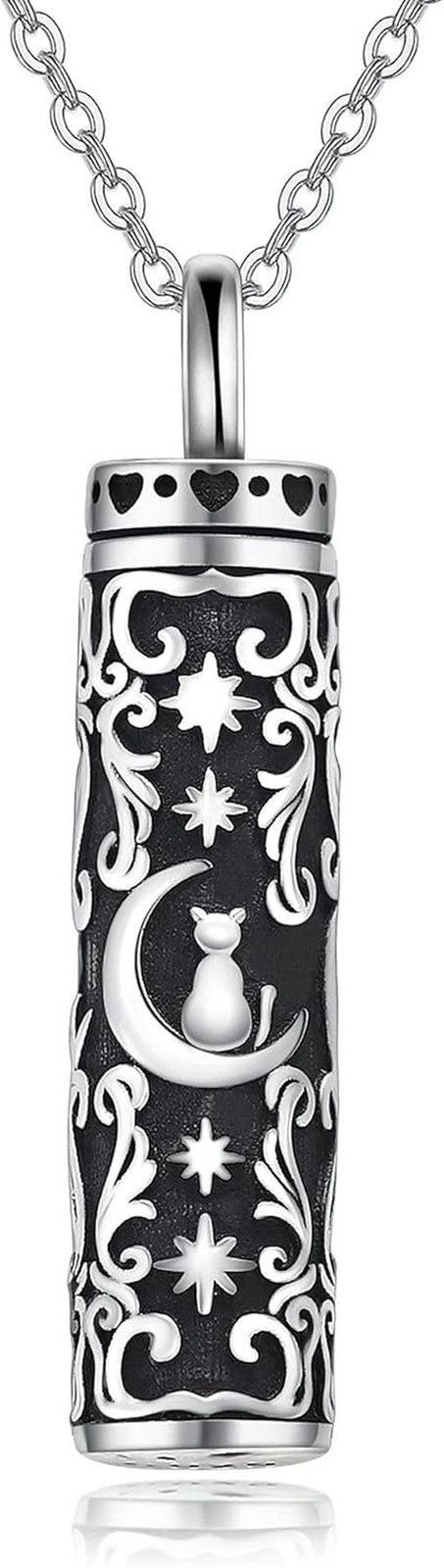 Urn Necklace for Ashes 925 Sterling Silver Cat/Fox/Dog/Opal/Guitar Pet Cremation