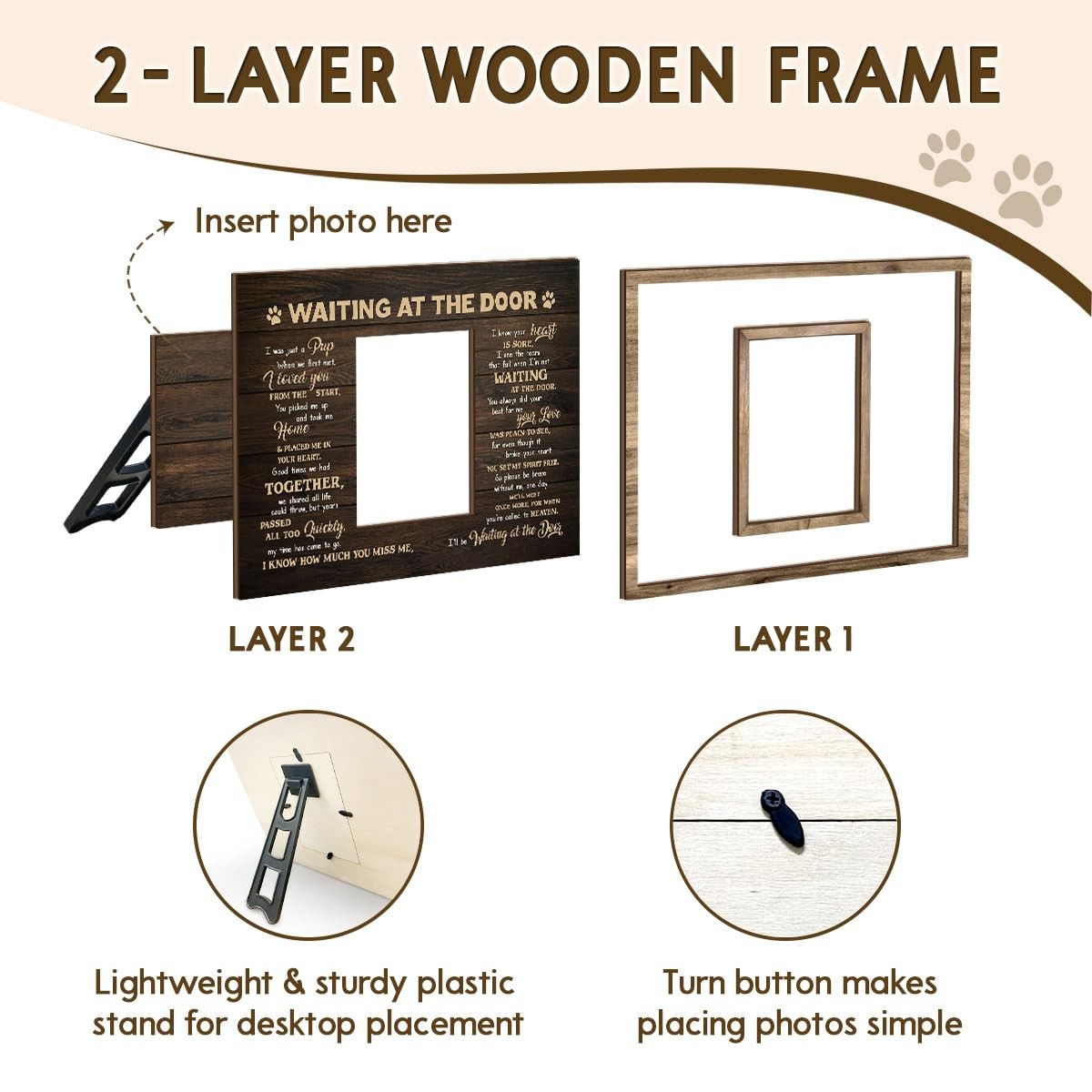 Dog Memorial Frame – Waiting At The Door Wooden Picture Frame for Pet Loss, 8…