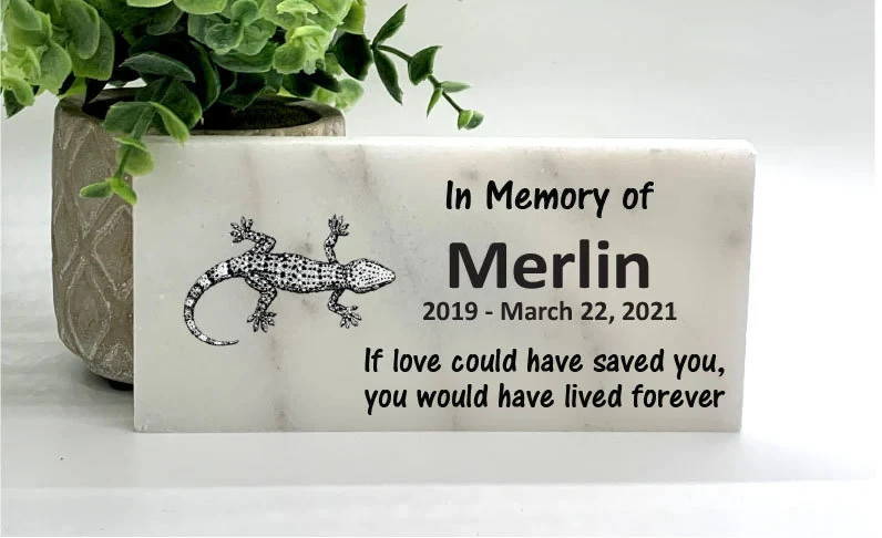 Spotted Gecko Memorial – Personalized Pet Memorial Stone- Pet Loss sympathy Gift