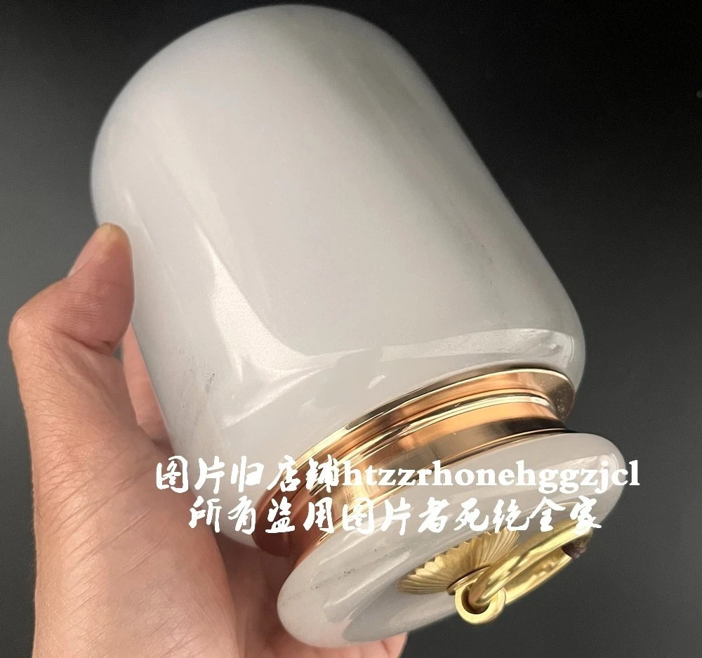 Solid White Jade Stone Pot Jar Pet Animal Cremation Urn Ashes Cemetery Memorial