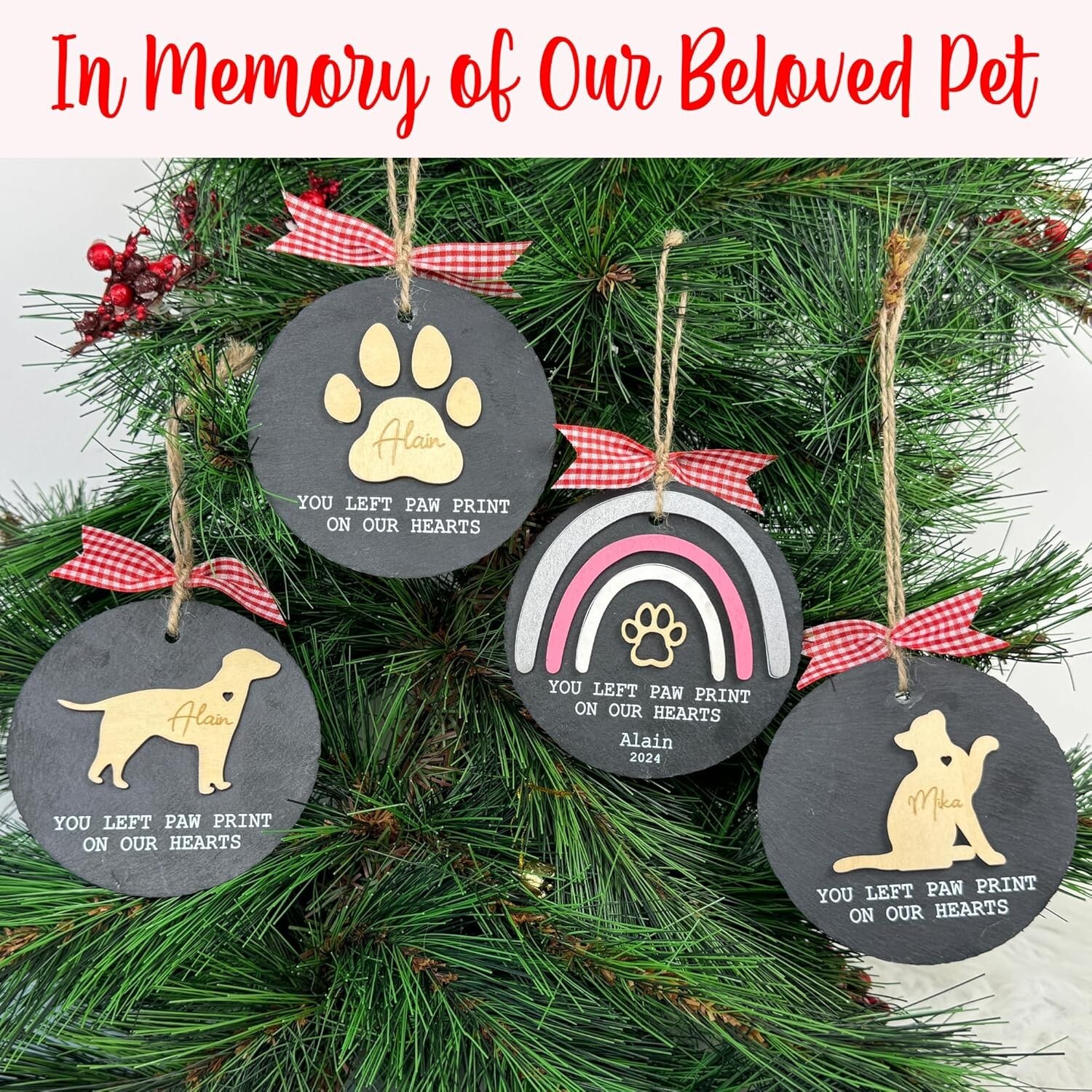 Sympathy Gift for Loss of Dog or Cat Memorial Stone Ornament Christmas Gifts Pet
