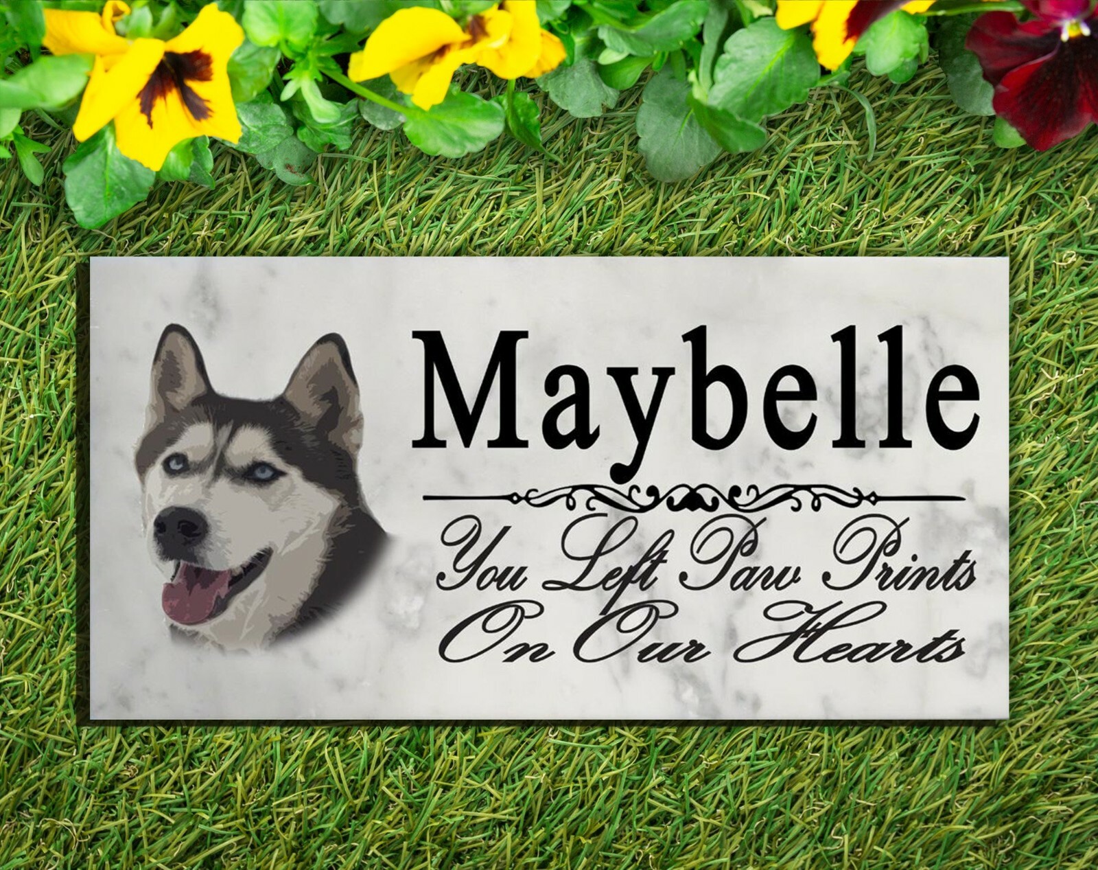 Customized Siberian Husky Memorial Stone Husky Dog Garden Outdoor Grave Marker