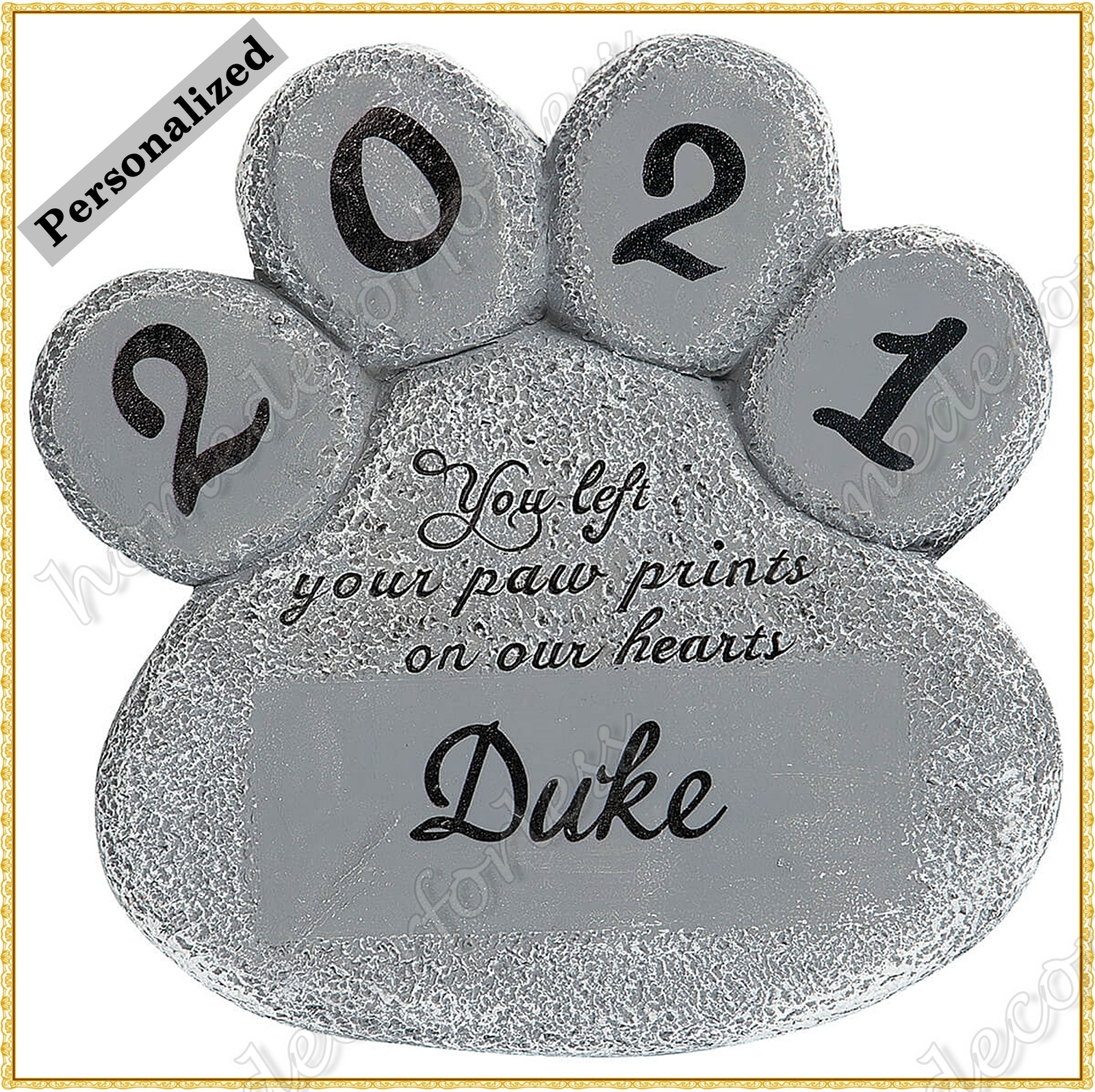 PERSONALIZED Paw Print Dog Cat Pet Memorial Grave Marker Garden Stepping Stone