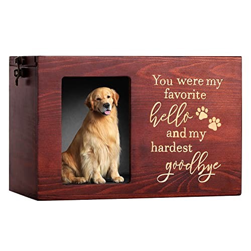 Large Wooden Pet Memorial Urn for Dog or Cat Ashes, Cremation Keepsake Box with