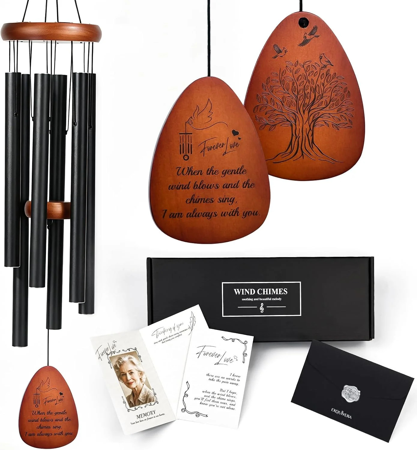 37″ Memorial Wind Chimes for Loss of Loved One – Sympathy & Bereavement Gift for