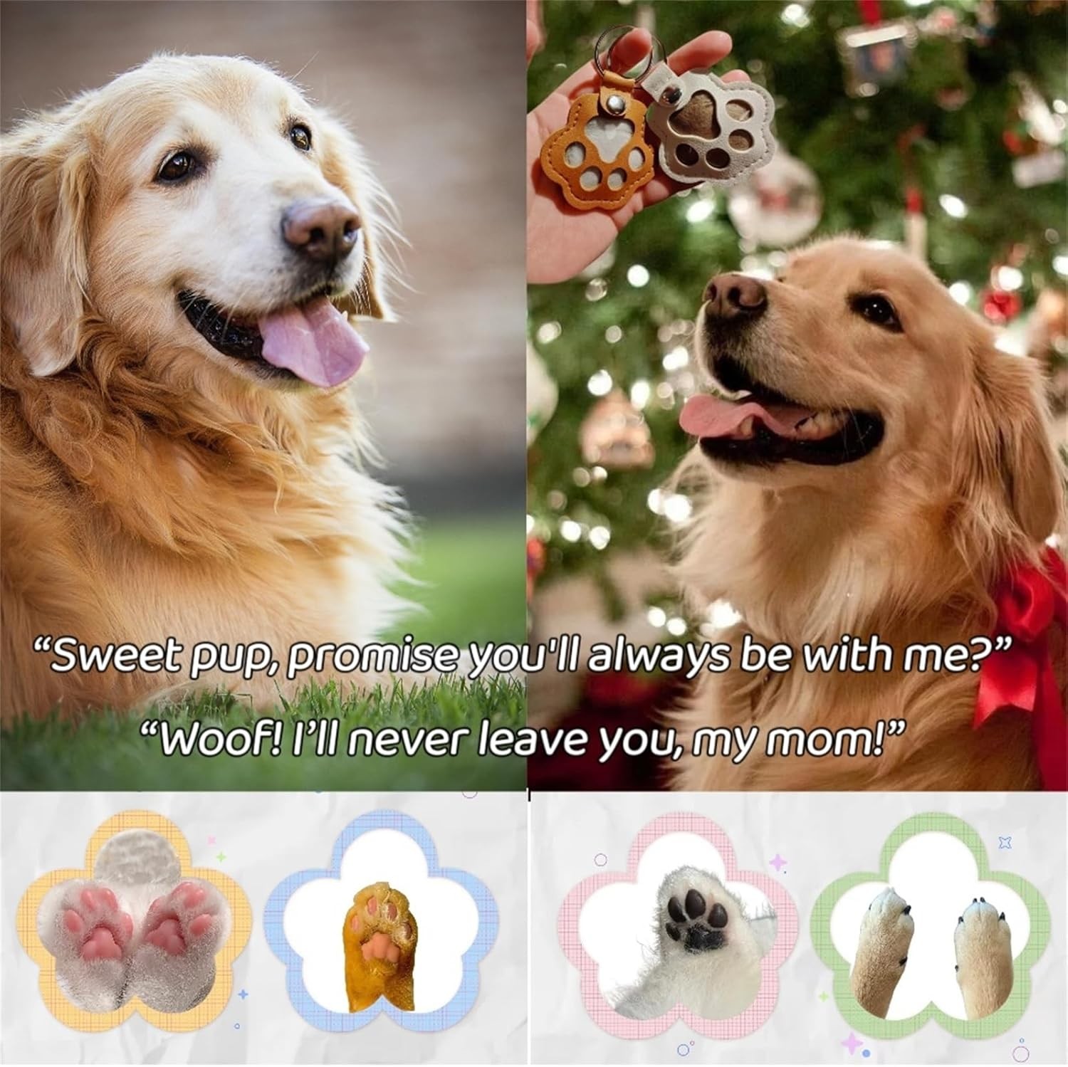 3 Pcs Paw Print Pet Hair & Keepsake Memorial Keychain, Store Pet Fur Gift for