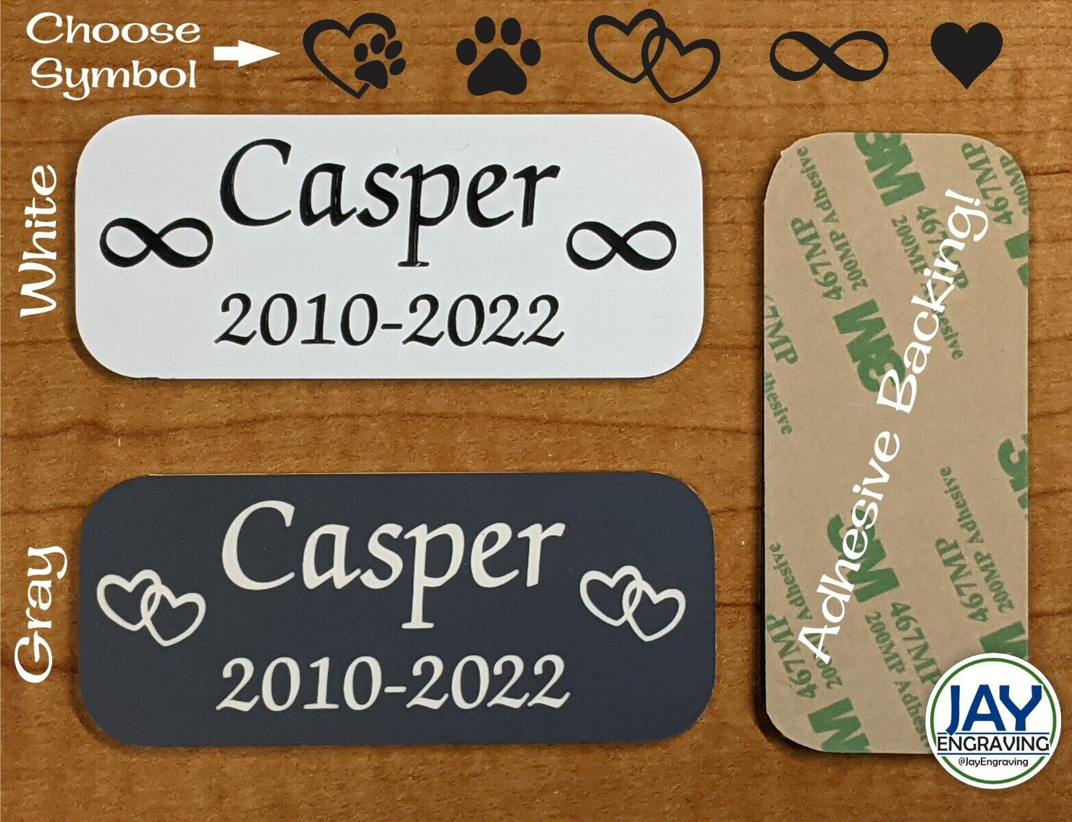 Custom Engraved 1.50×3.50 White or Gray Pet Name Memorial Urn Plaque Sign Plate