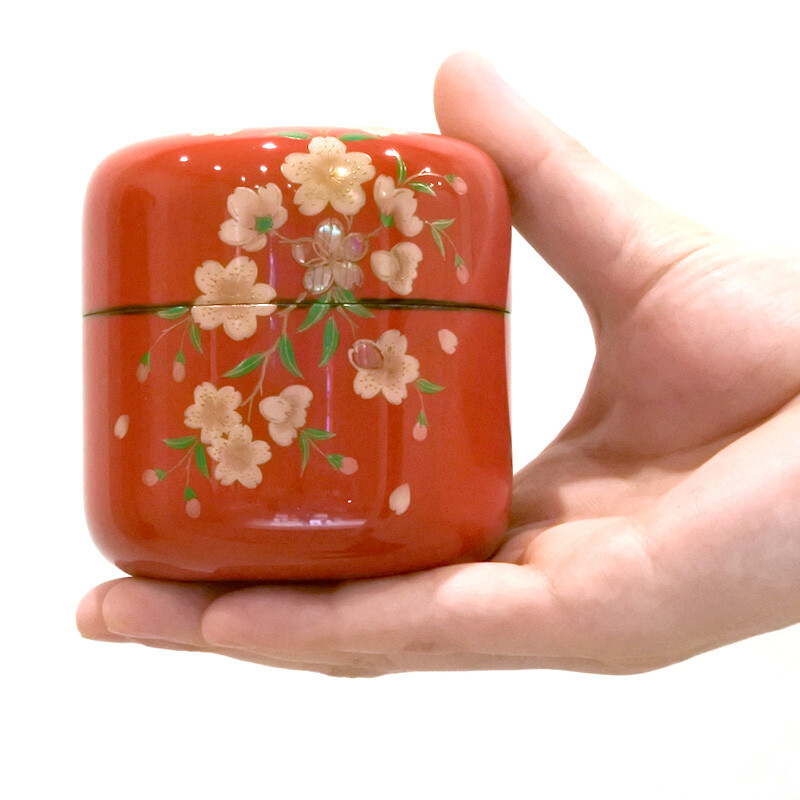 Yutori Sakura Red Small Keepsake Urn for Human Ashes Lacquer decoration