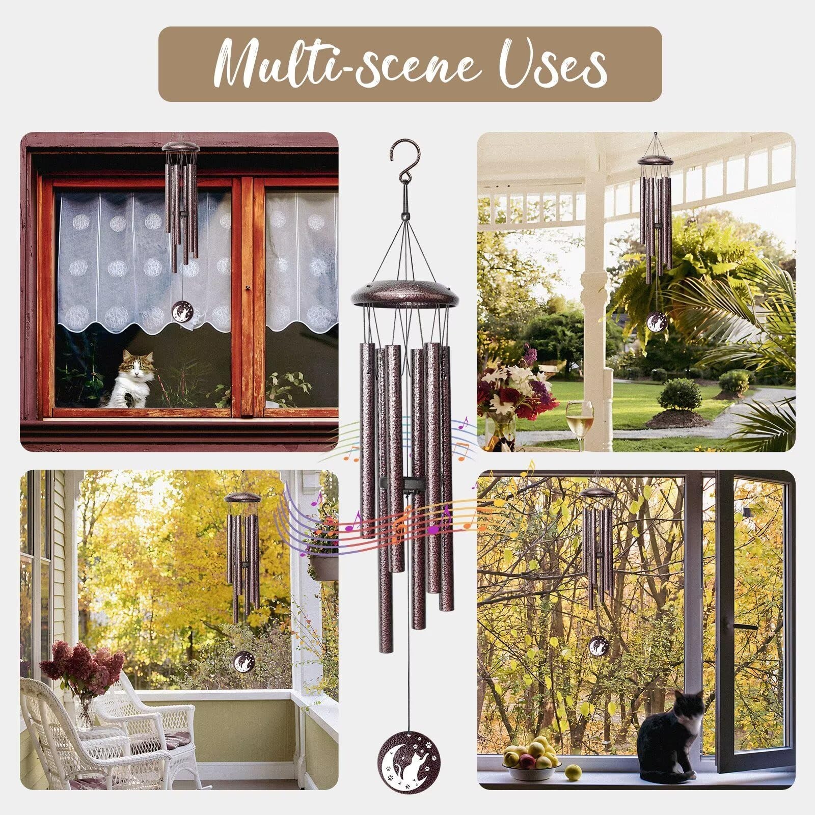 Cat Memorial Gifts for Loss of Cat, 25 inch Cat Memorial Wind Chimes, Loss of…