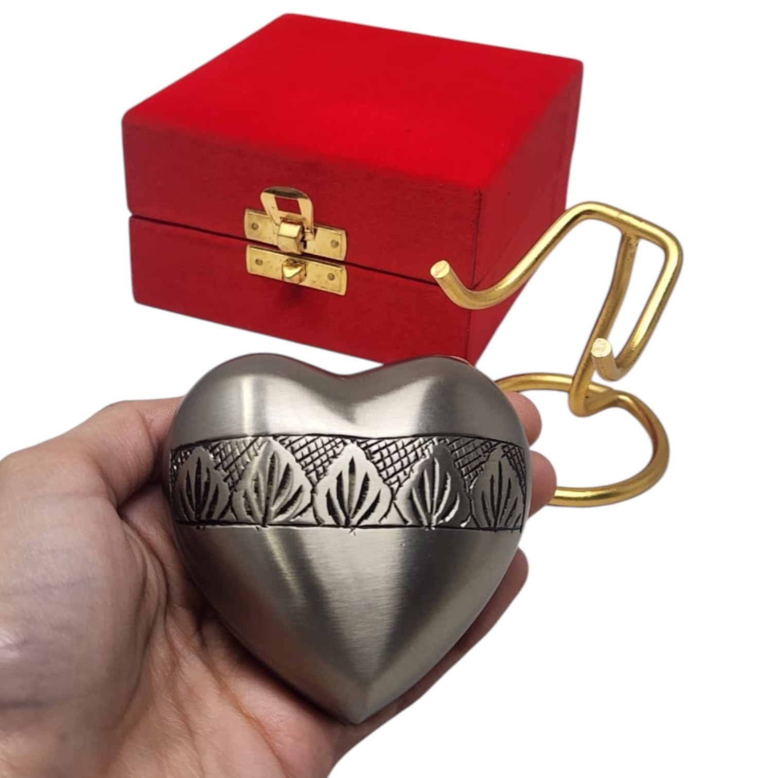 Personalized Mini Heart Keepsake Cremation Urn for Ashes with Stand & Box