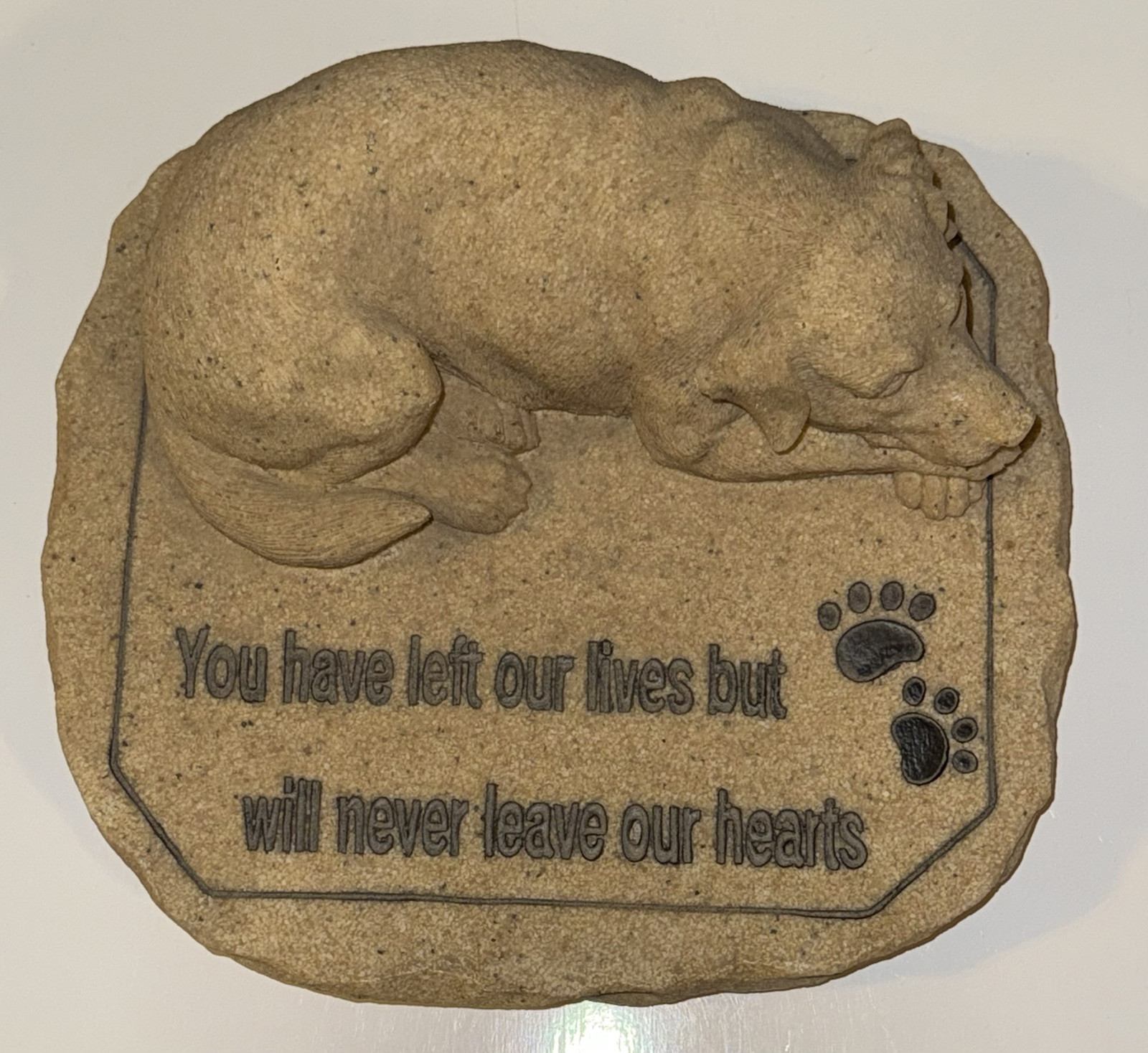 Dog Pet Memorial Sleeping Dog “You have left our lives never leave our hearts”