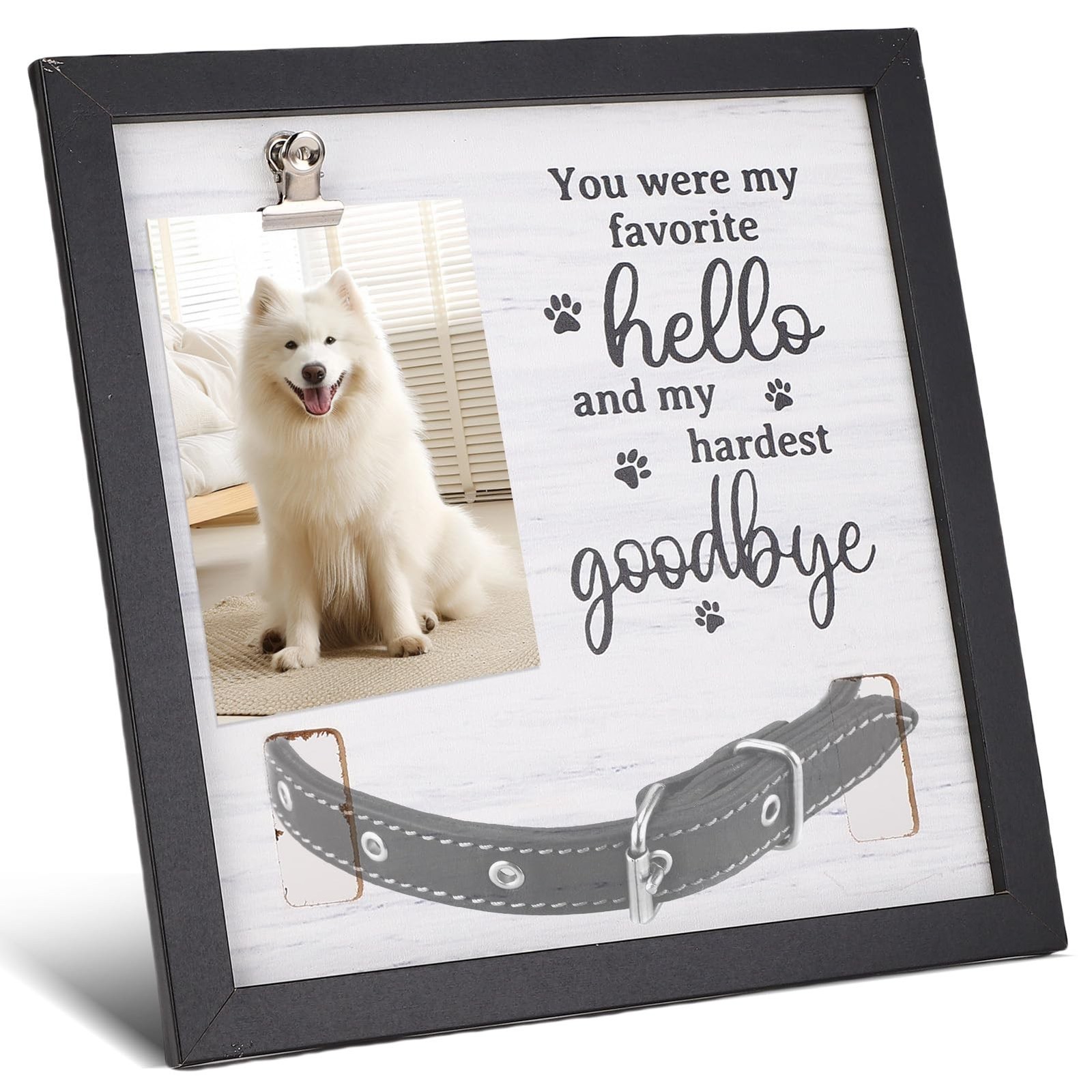Dog Picture Frame, Dog Memorial Gifts for Loss of Dog, Wooden Dog Collar Fram…