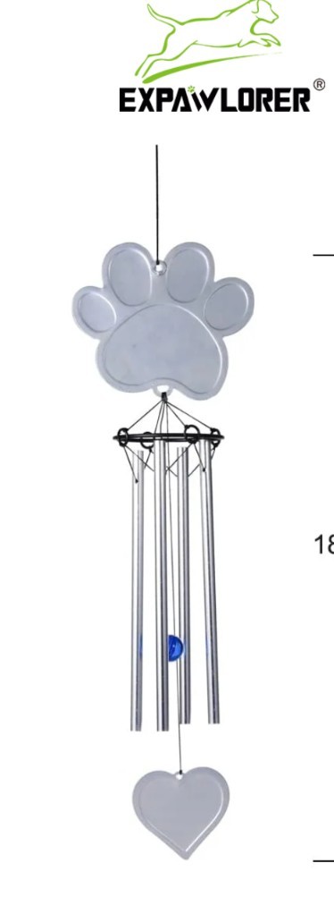 Pet Memorial Wind Chime Metal Pawprint Remembrance Gift