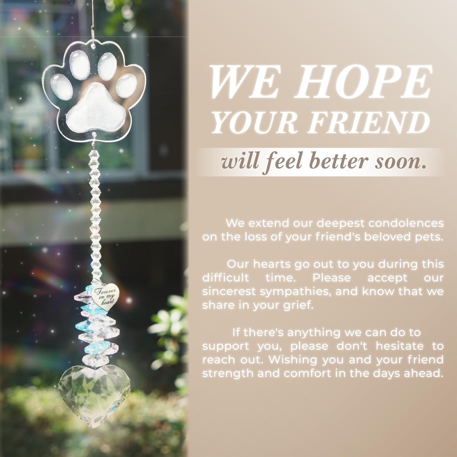 Dog Memorial Gifts for Loss of Pet Sympathy Gift Suncatcher, Clear
