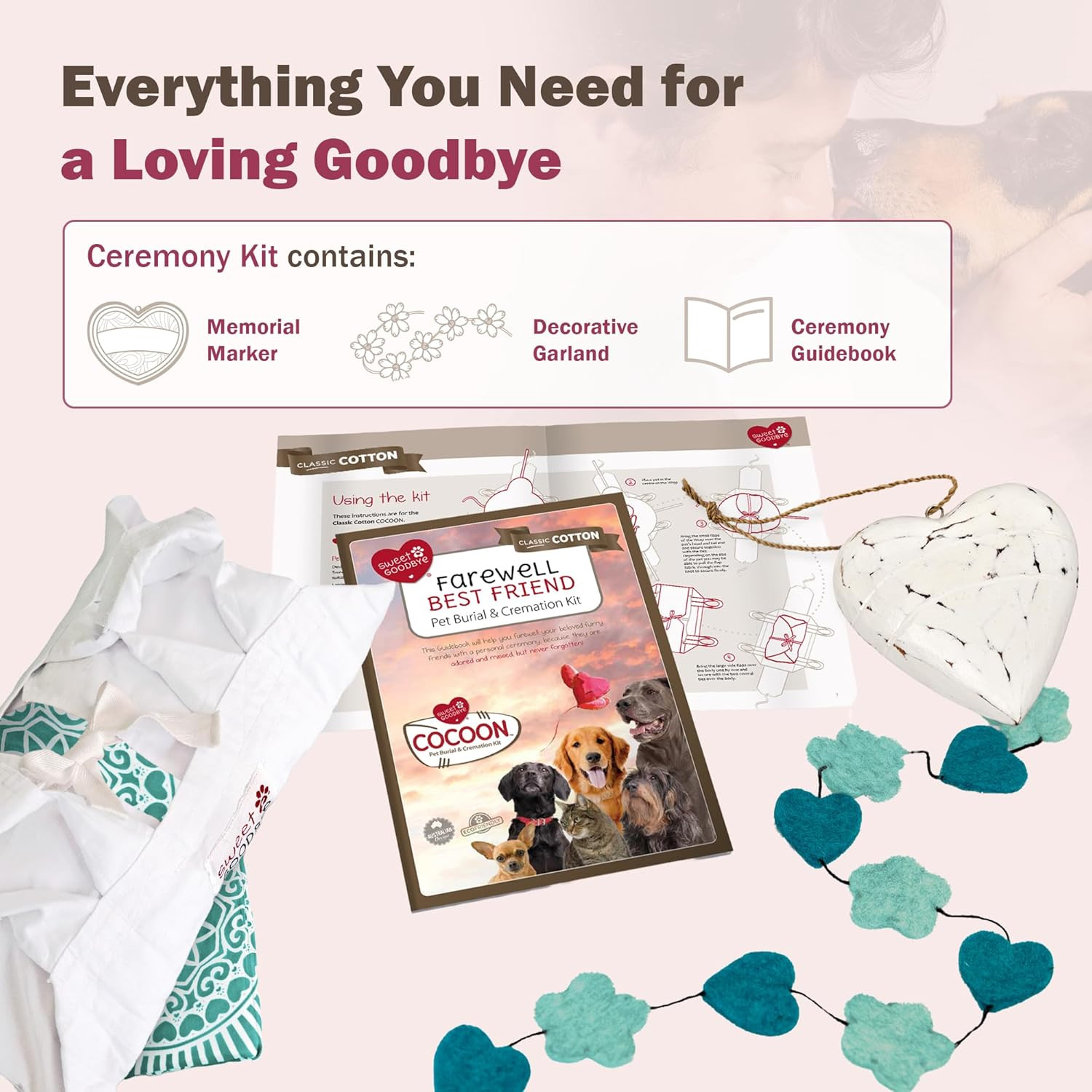 Cocoon® – Eco-Friendly Pet Burial & Cremation Ceremony Kit (Classic Cotton)- Cas