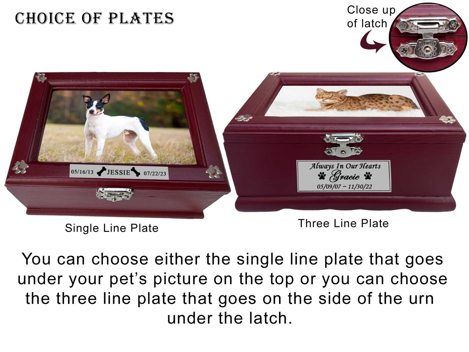 Small Pet Urn For Dogs or Cats, Picture Pet Urn, Engraved Pet Name Plate,