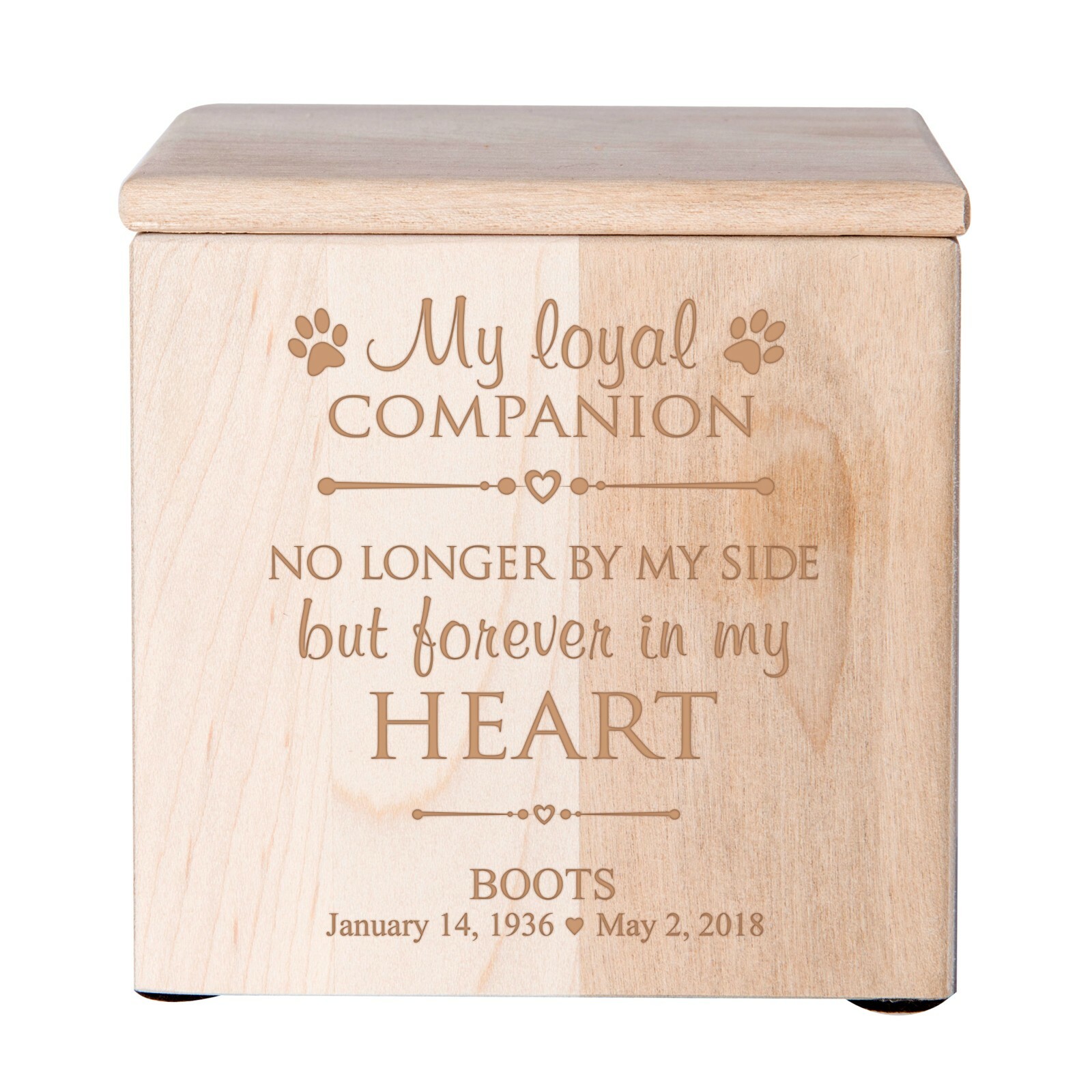 Custom Memorial Keepsake Urn Box for Pet Ashes 4.5×4.5 – My Loyal Companion