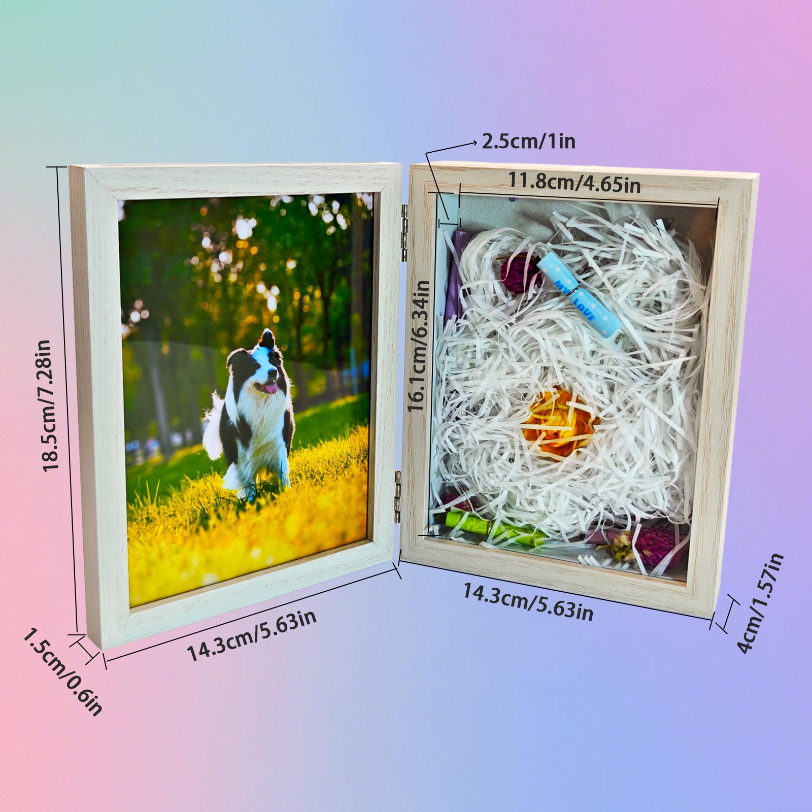 Triple Photo Frame Pet Memorial Shadow Box for Dog Cat Keepsake Photo Frame 5×7