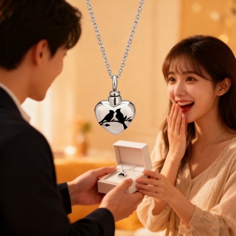 Personalizeds Dog/Cats Cremation Jewelry Heart-Shape Pendants Urn Necklaces Gift