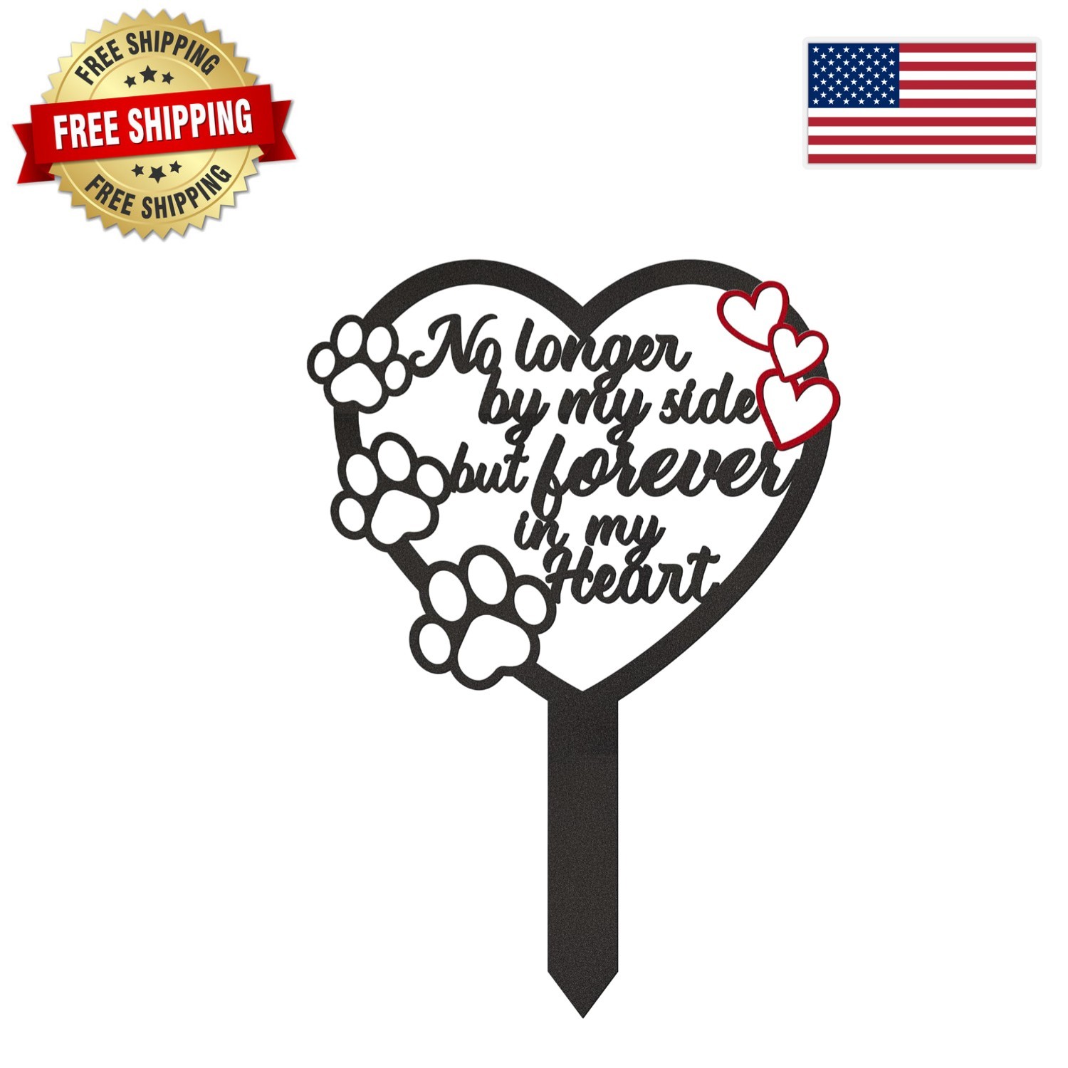 Elegant Pet Memorial Grave Marker – Heart Paw Design for Remembering Pets