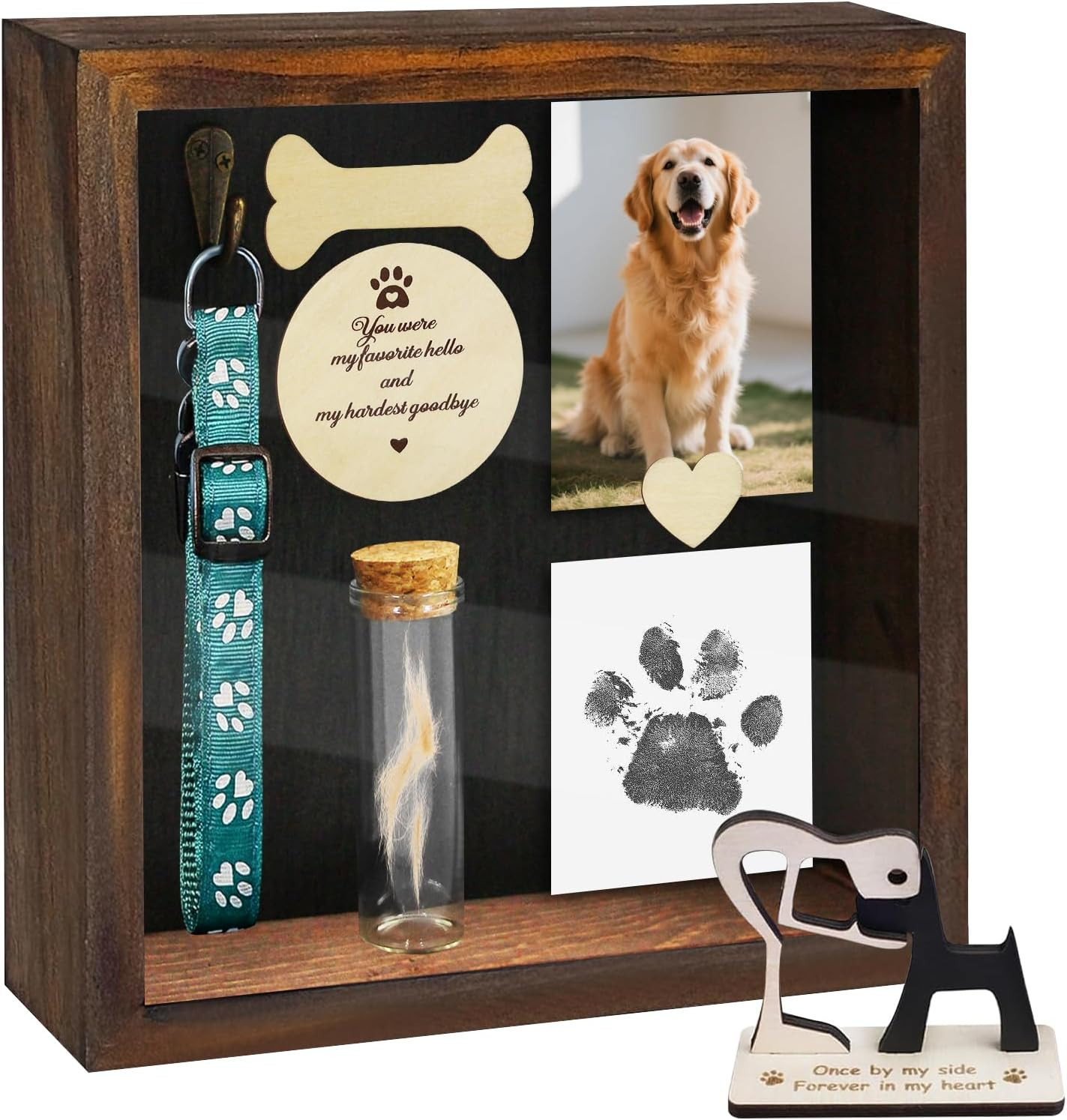 Pet Memorial Shadow Box – 8.6×8.6″ Keepsake Frame for Dog or Cat Mementos