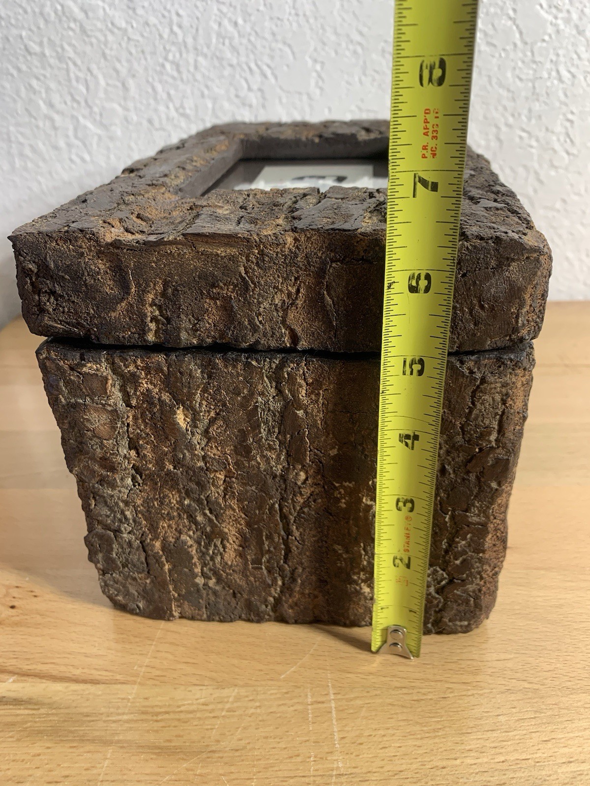 Pet Memorial Urn for Large Dog Rustic Live Edge Wooden with Glass Picture Pane