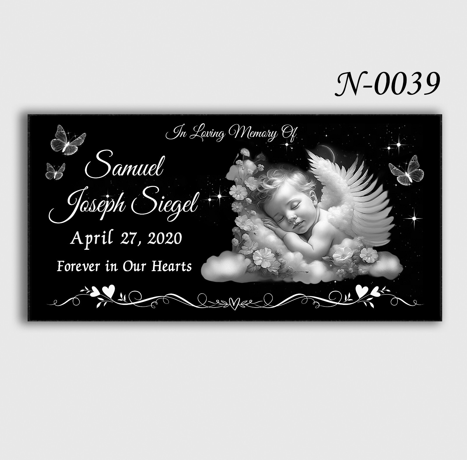 16″х8″х3″ inch Large Pet Headstone  Diamond Engraved on the Grave Marker Granite