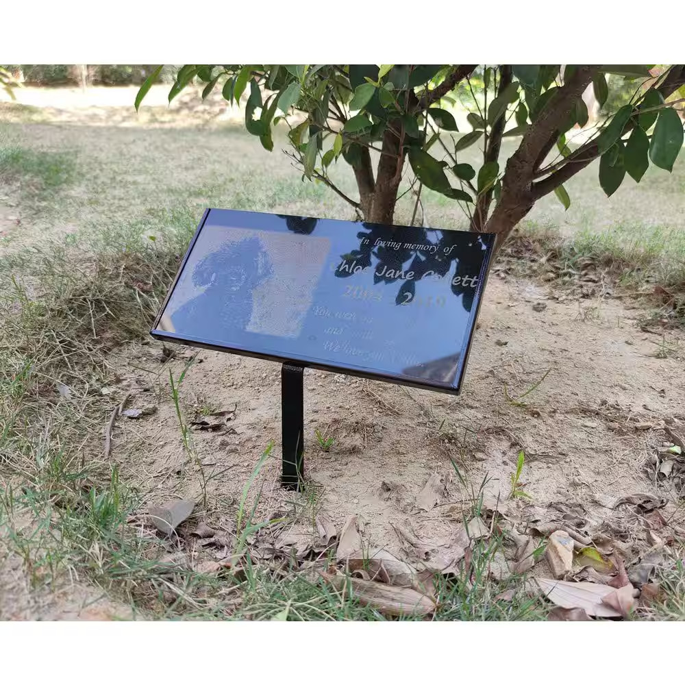 Black Finish Baking Varnish Steel Rectangular Grave Marker Stand for 6 In. X 12