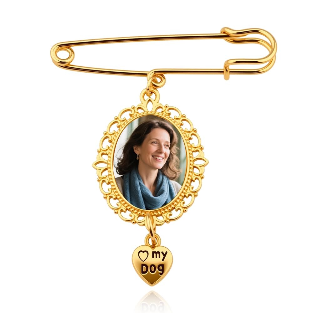 Wedding Memorial Brooch for Loss of Pet Dog Owners Photo Charm Pin for Weddin…