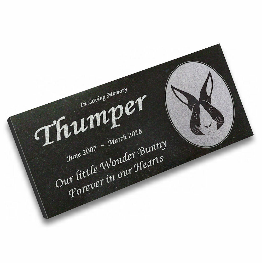 Personalized Pet Rabbit Memorial – Granite Pet Memorial – 6×12 – Thumper