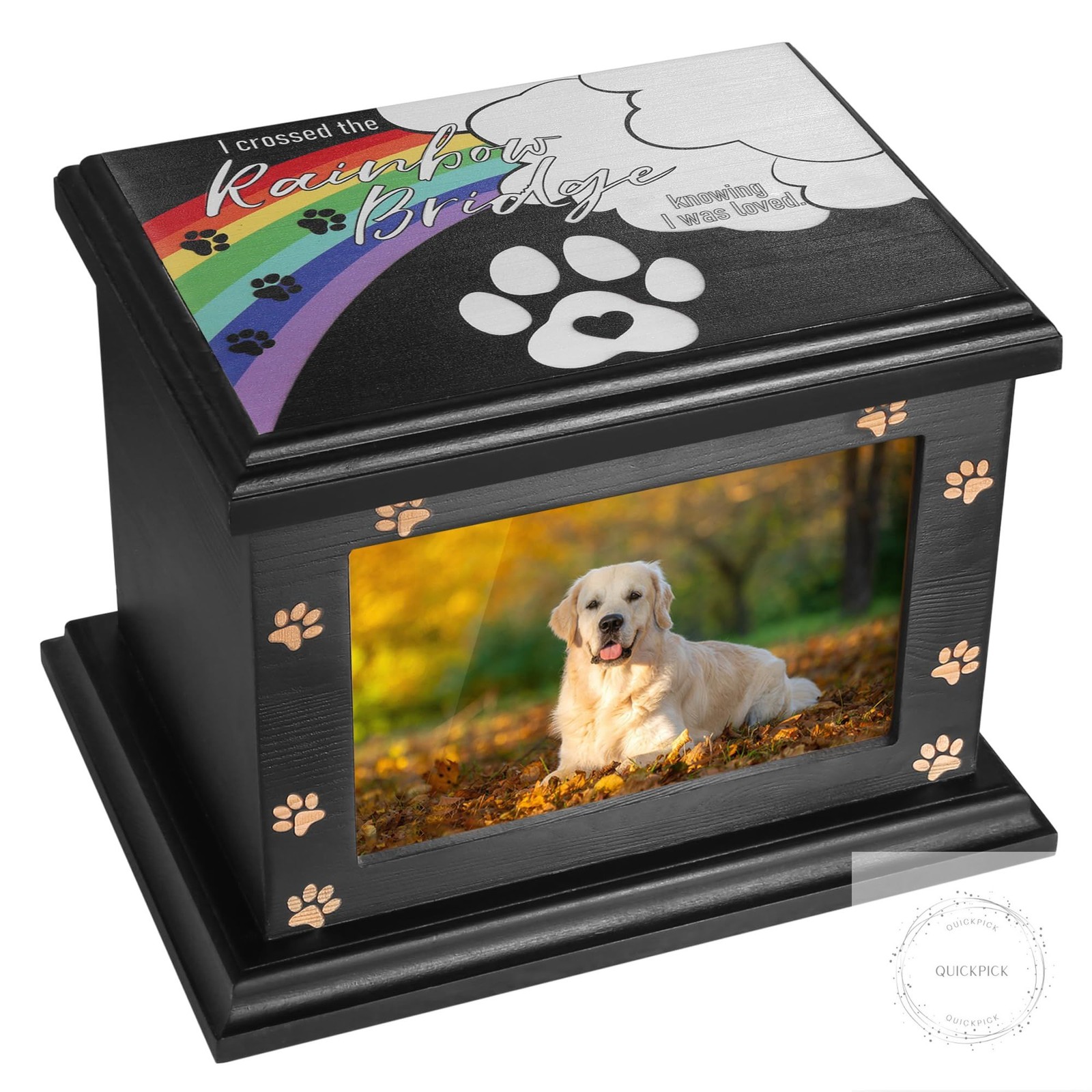 Pet Memorial Urns for Dogs or Cats Ashes, Large Wooden Funeral Pets Memorial Urn