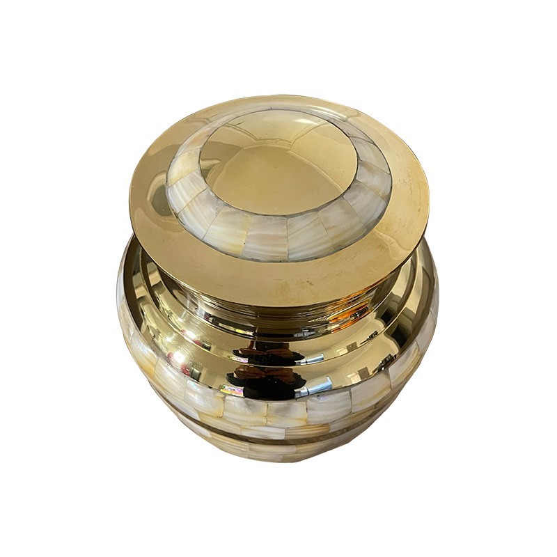 Pearl Petal Adult Brass Cremation Urn for Ashes – Elegant Mother of Pearl Memory