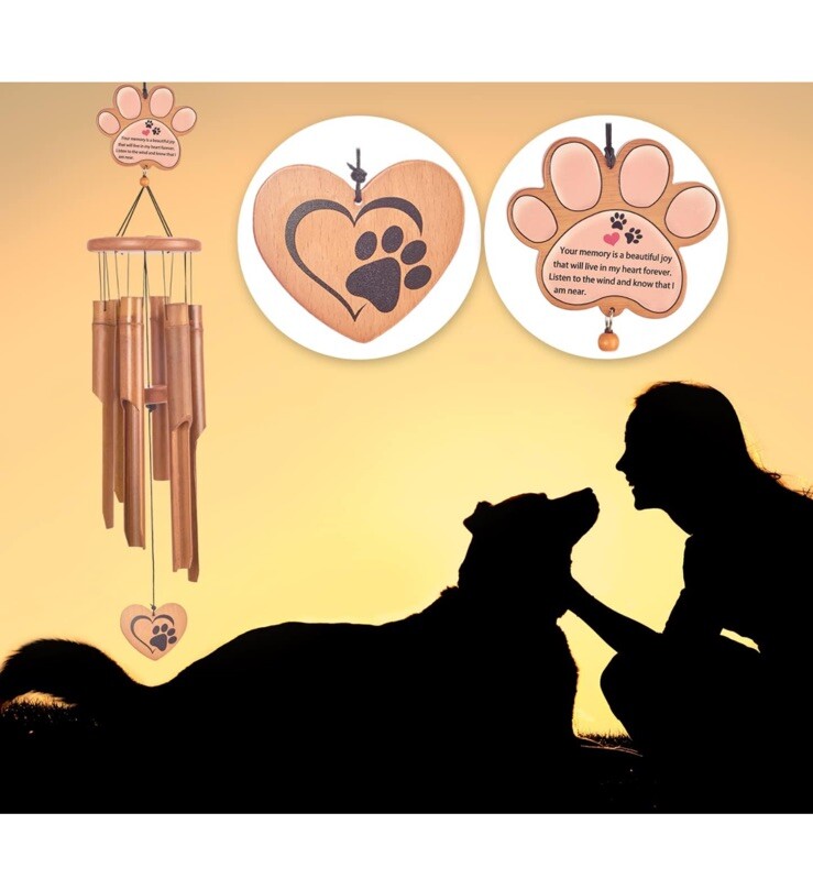 Dog Cat Memorial Gifts,38” Pet Memorial Wind Chime, in Memory of Pet