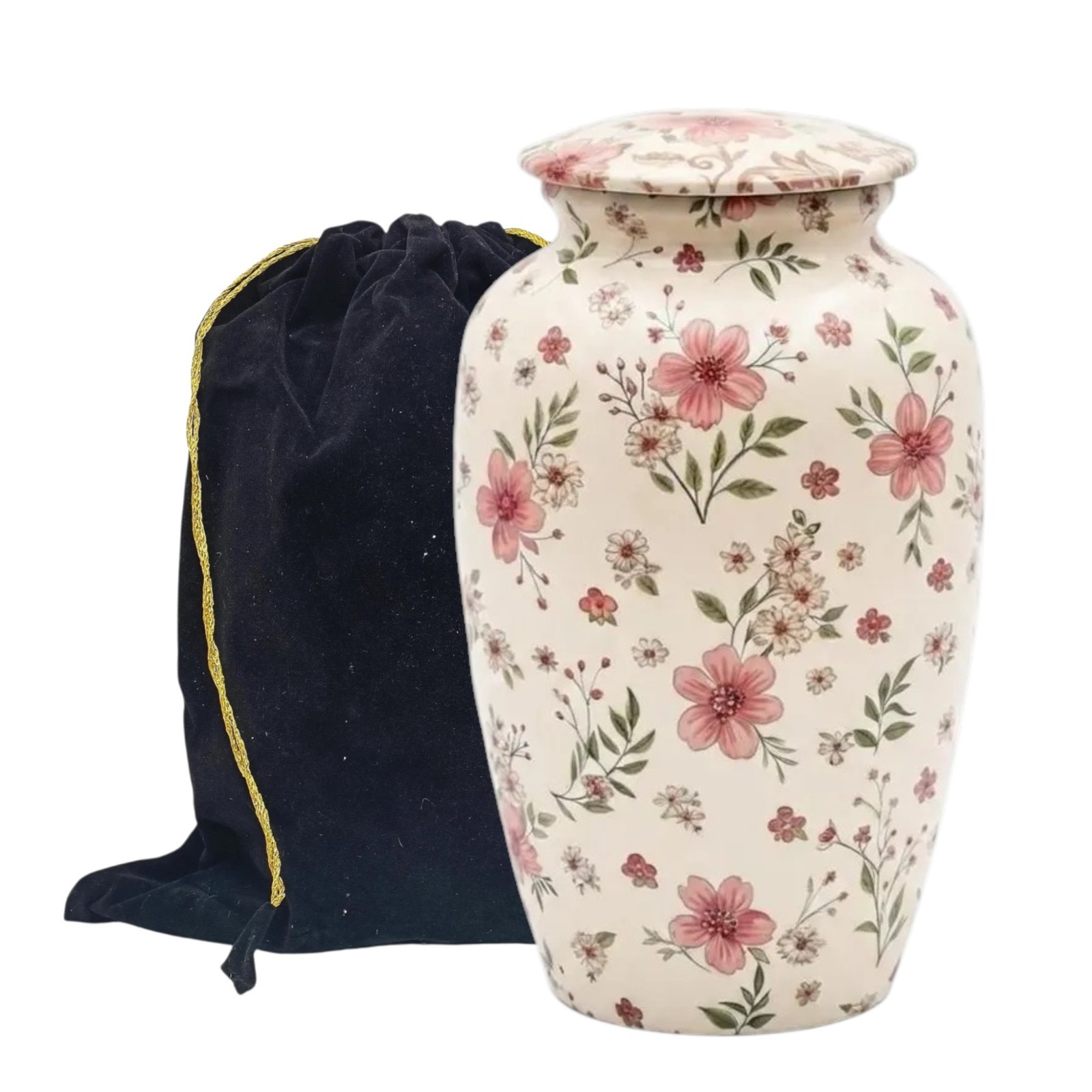 Large Adult Cremation Urn Ashes Pink Floral Design 190 Cu In Funeral Urns 10.5″