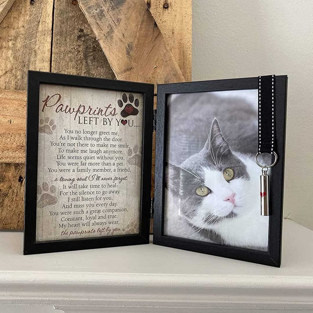 Pawprints Pet Memorial 5″ X 7″ Frame for Cats with Pawprints Left by You Poem (F