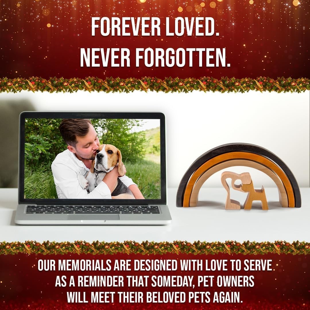 Handcrafted Wooden Pet Memorial – Rainbow Bridge Tribute