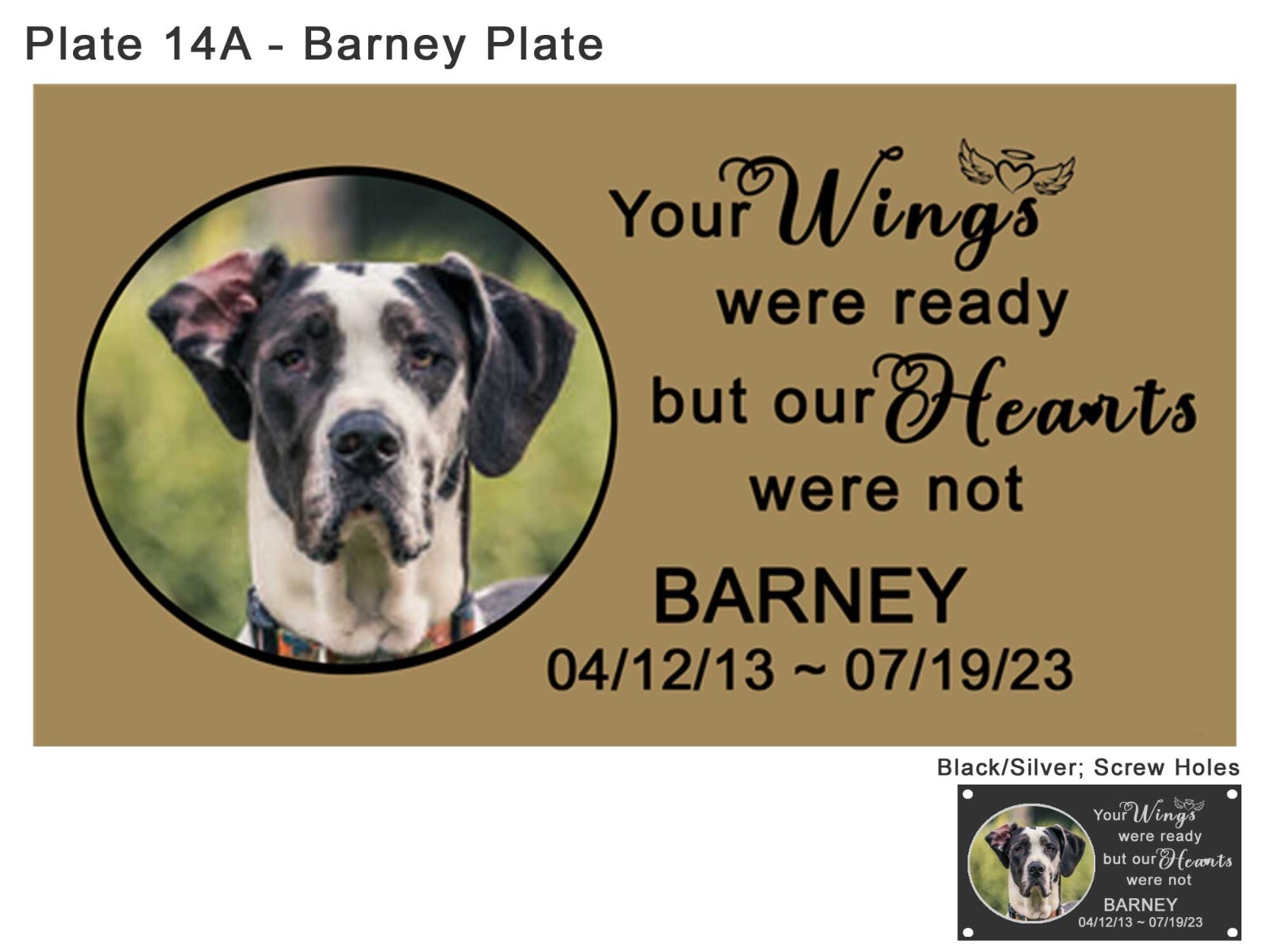 Custom Engraved Photo Frame Name Plate, Pet Loss Memorial Plaque, Dog, Cat, Any