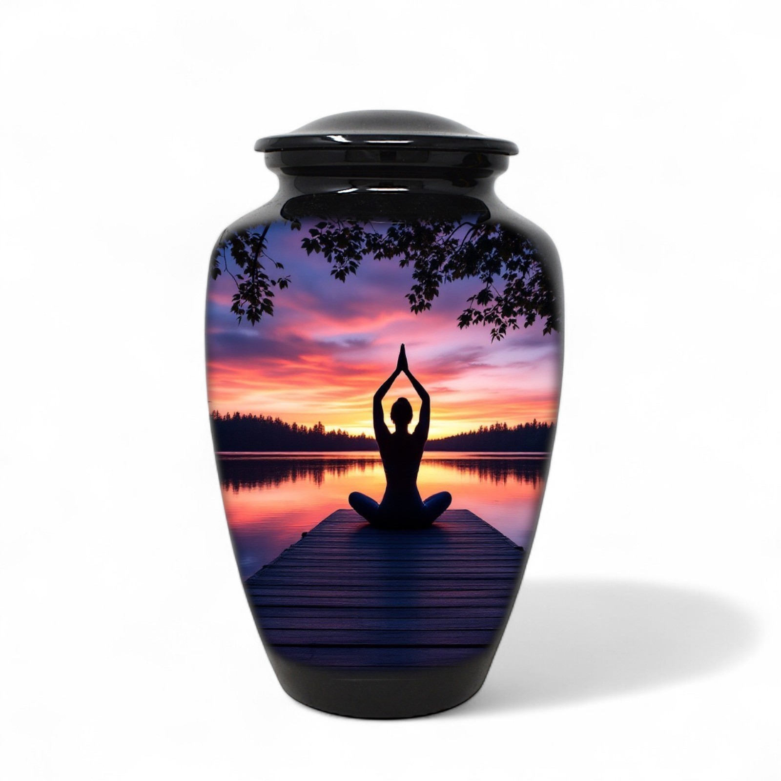 Adult Cremation Urn for Human Ashes Large 10.5″ Yoga Meditation Urn with Bag
