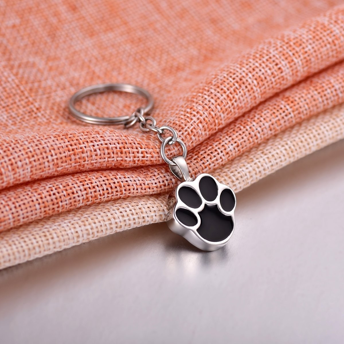 COCO Park Pet Paw/Dog Paw Stainless Steel Urn Pendant Keyring One Size, 1