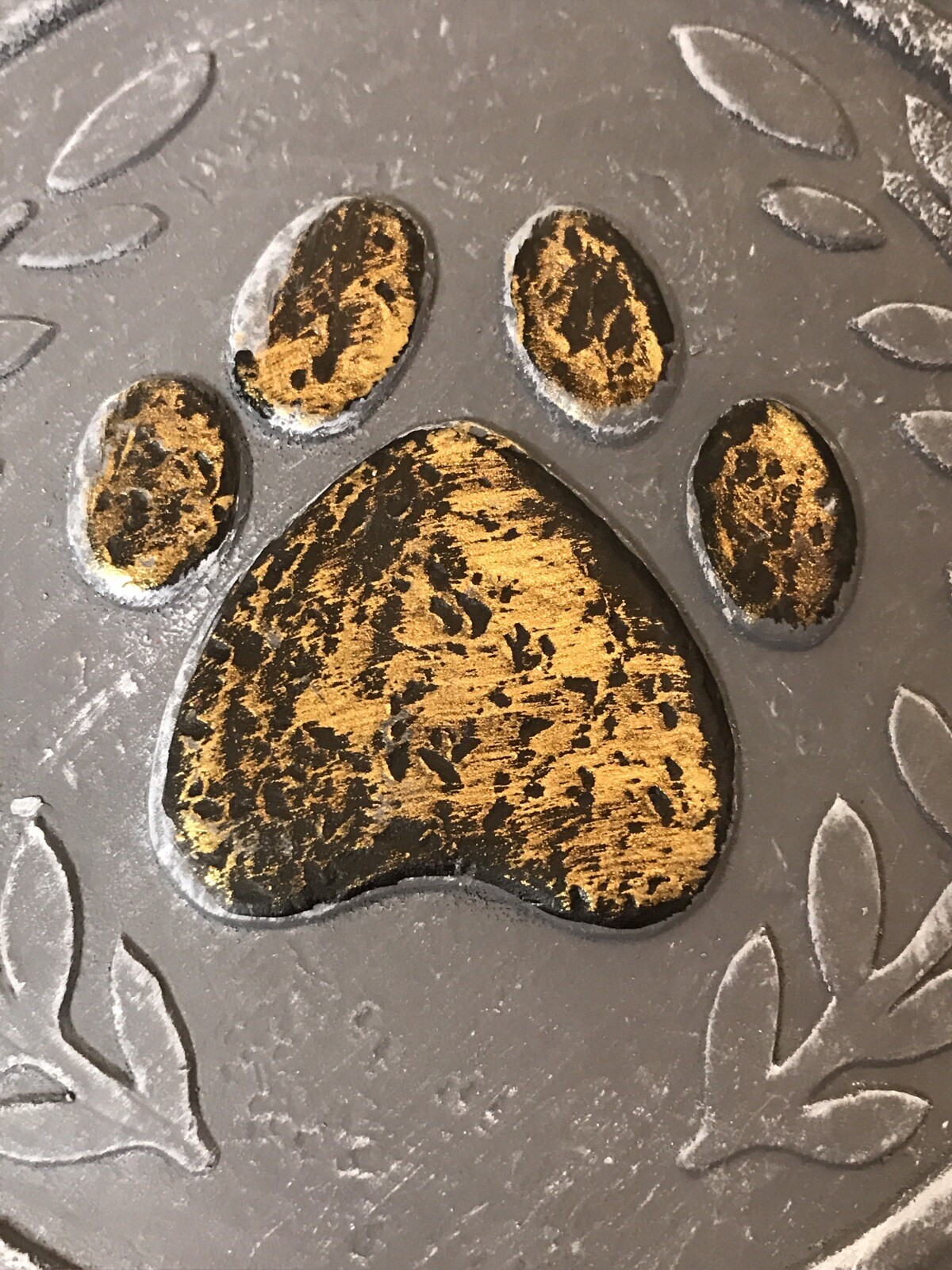 Gone Bit Not Forgotteb Dog Paw Memorial Stone 6.5” Round Stone