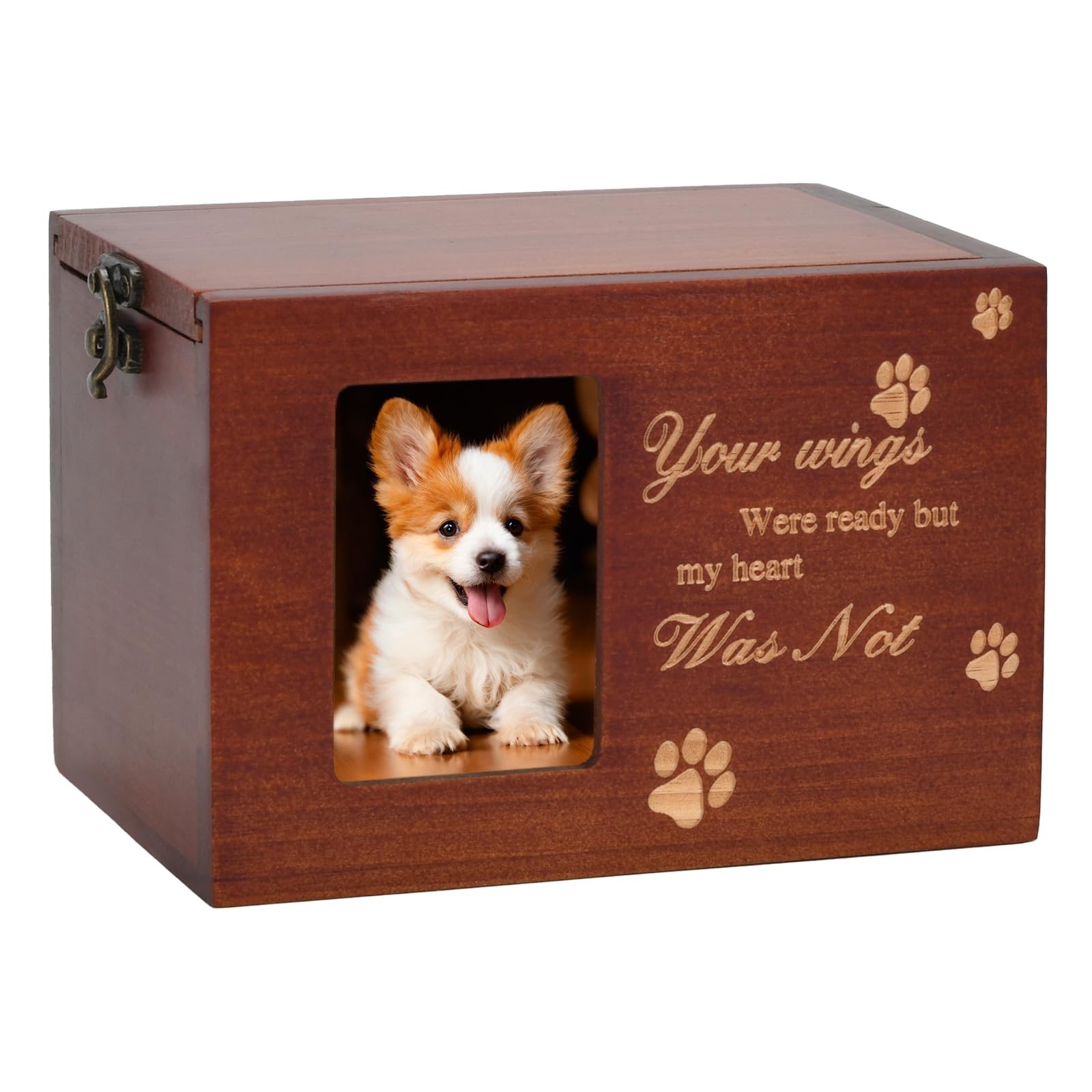 Pet Memorial Urns for Dog or Cat Ashes, Large Wooden Funeral Brown