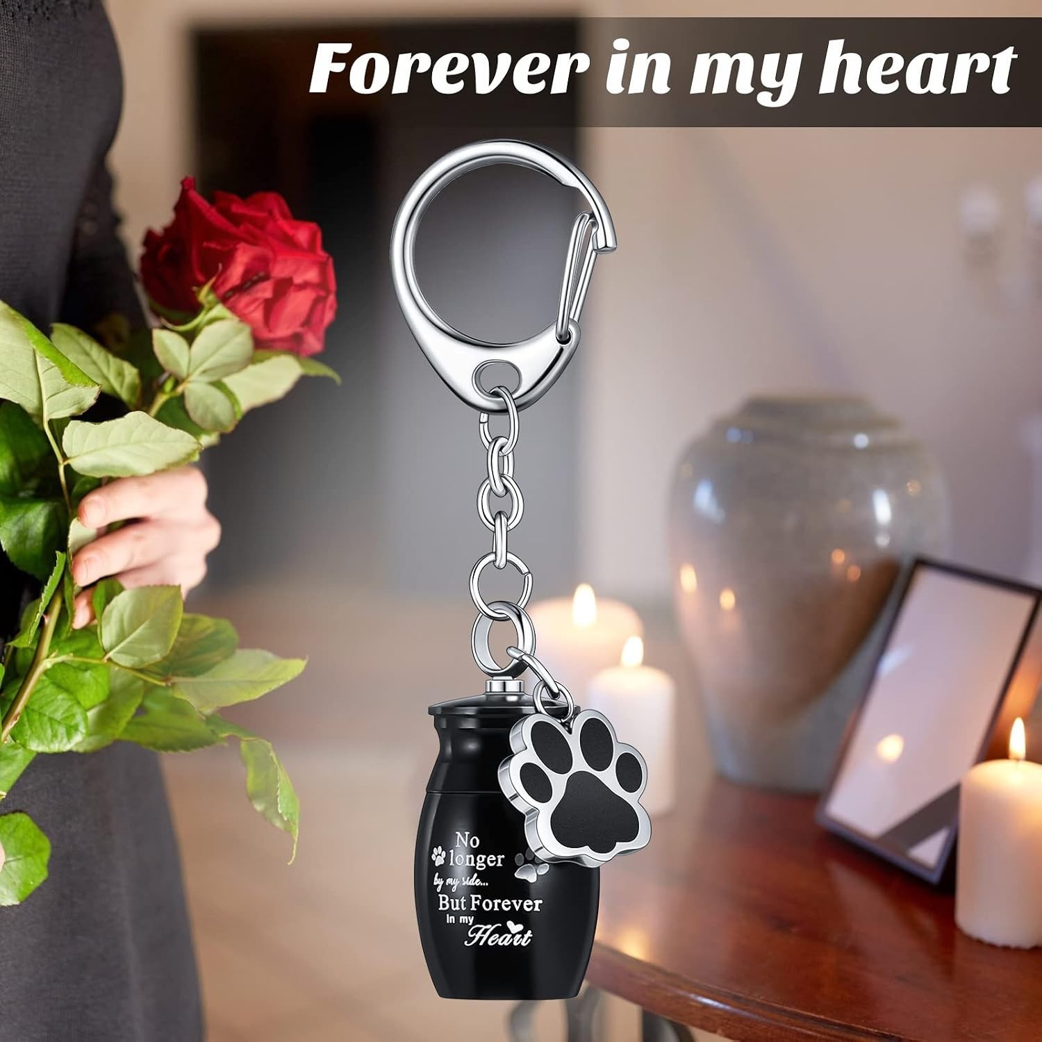 Pet Ashes Keychain with Beautiful Paw Design – Durable Stainless Steel Keepsake